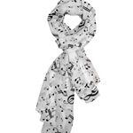 Scarf - White w/Black Notes Lightweight