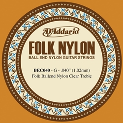 D'Addario BEC040 Nylon Ball End Guitar String 040