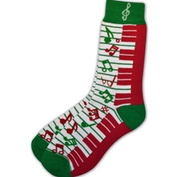 Socks Red And Green Keyboard & Notes Ladies 9-11
