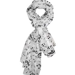 Scarf - White w/Black Notes Lightweight