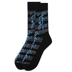Men's Music Notes Novelty Socks - Navy Color