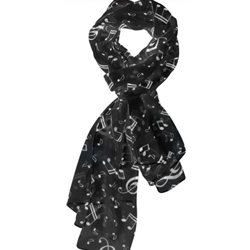 Scarf Black w/White Notes Lighweight