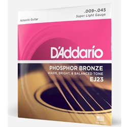 Acoustic Guitar String Set Super Light Phosphor Bronze D'Addario EJ23